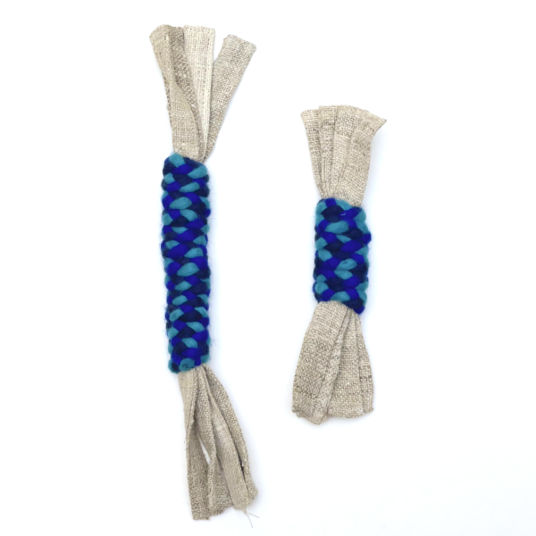 Hemp Ribbon Twist Dog Toy, Blue/Turq - Image 2