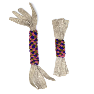 Hemp Ribbon Twist Dog Toy, Purple/Pink